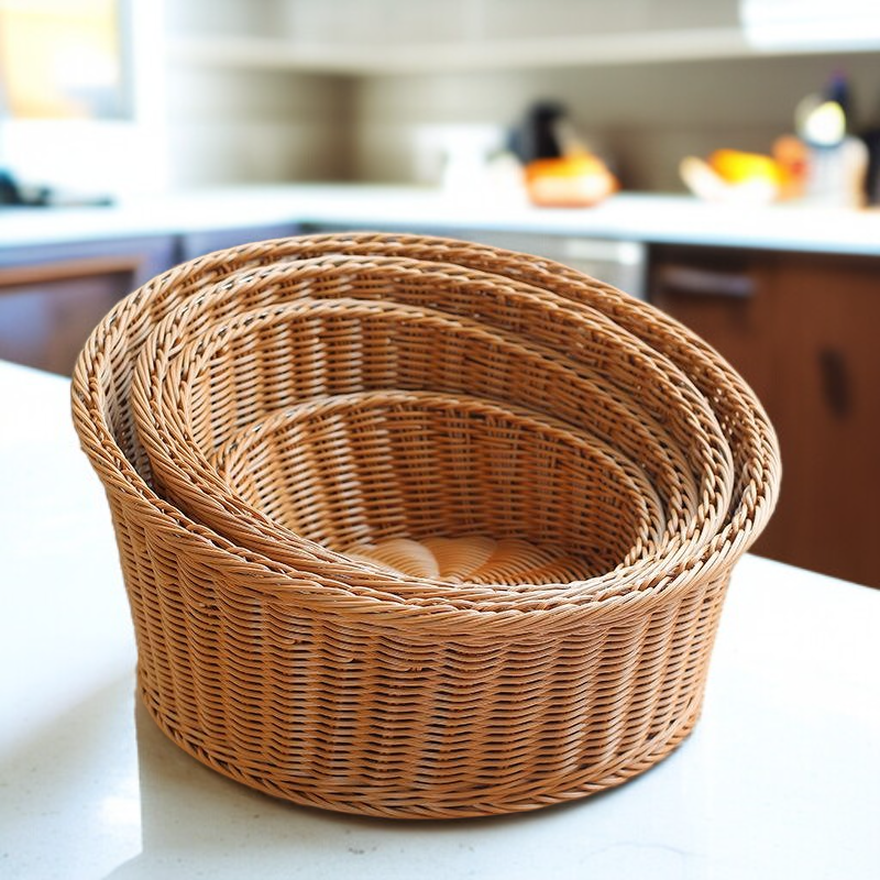 등나무 엮음 사구 주방 수납 바구니