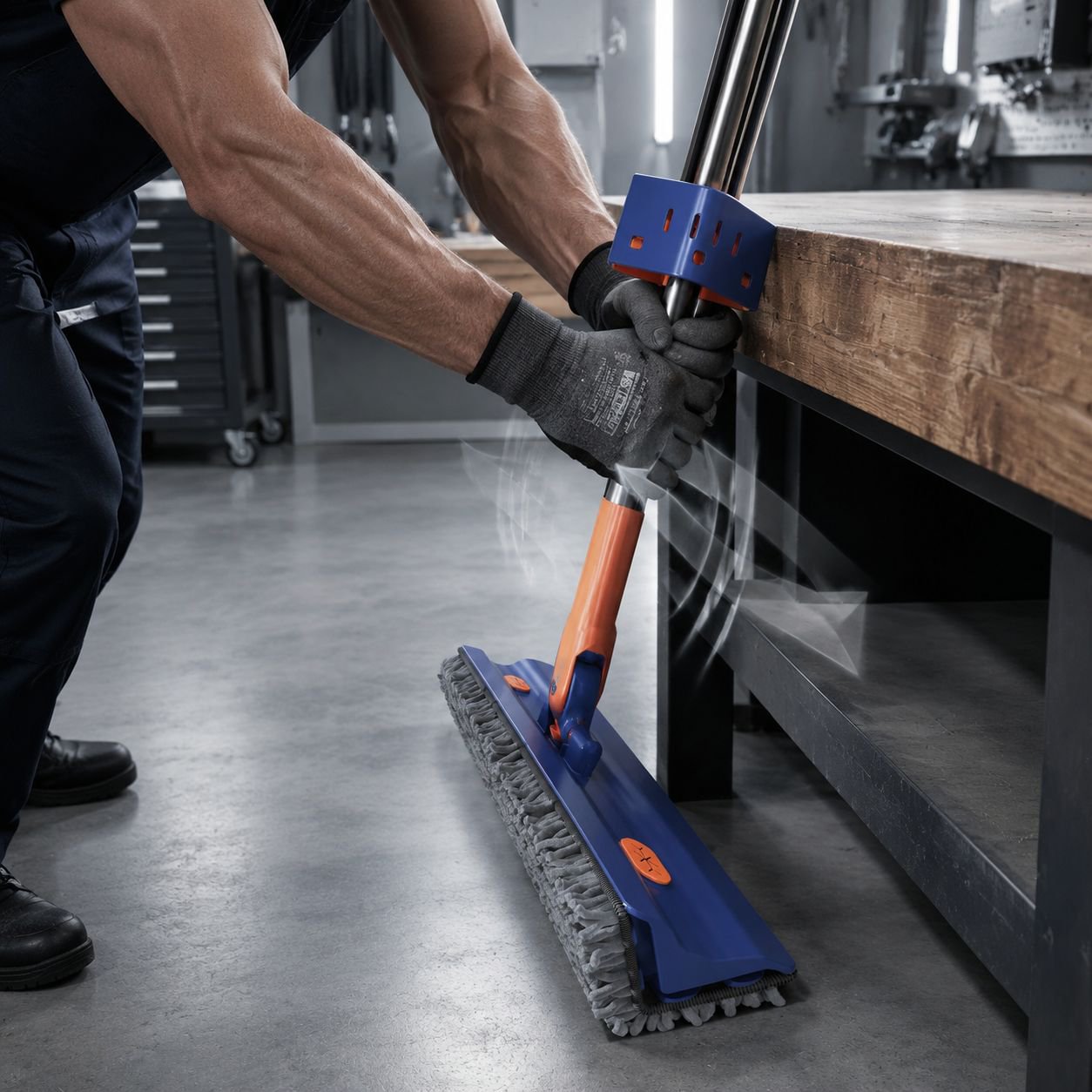Mop cleaning dirt from tile floor