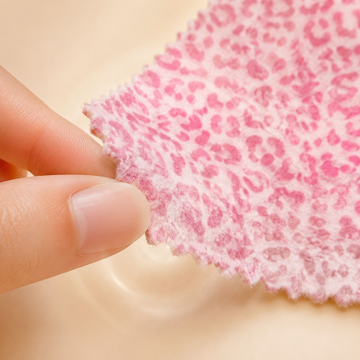 厚手のヒョウ柄のふきん。吸水性が高く、糸くずが出ません。バスルームのハンドタオル、キッチンの食器洗い用ふきん、一般的な掃除用ふきんなど、家庭で幅広くお使いいただけます。