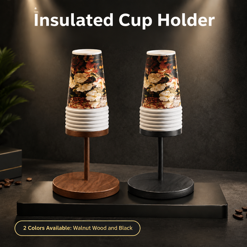 New Year's Style Walnut Color Paper Cup Holder, High-Value Paper Cup Holder, Solid Wood Cup Re