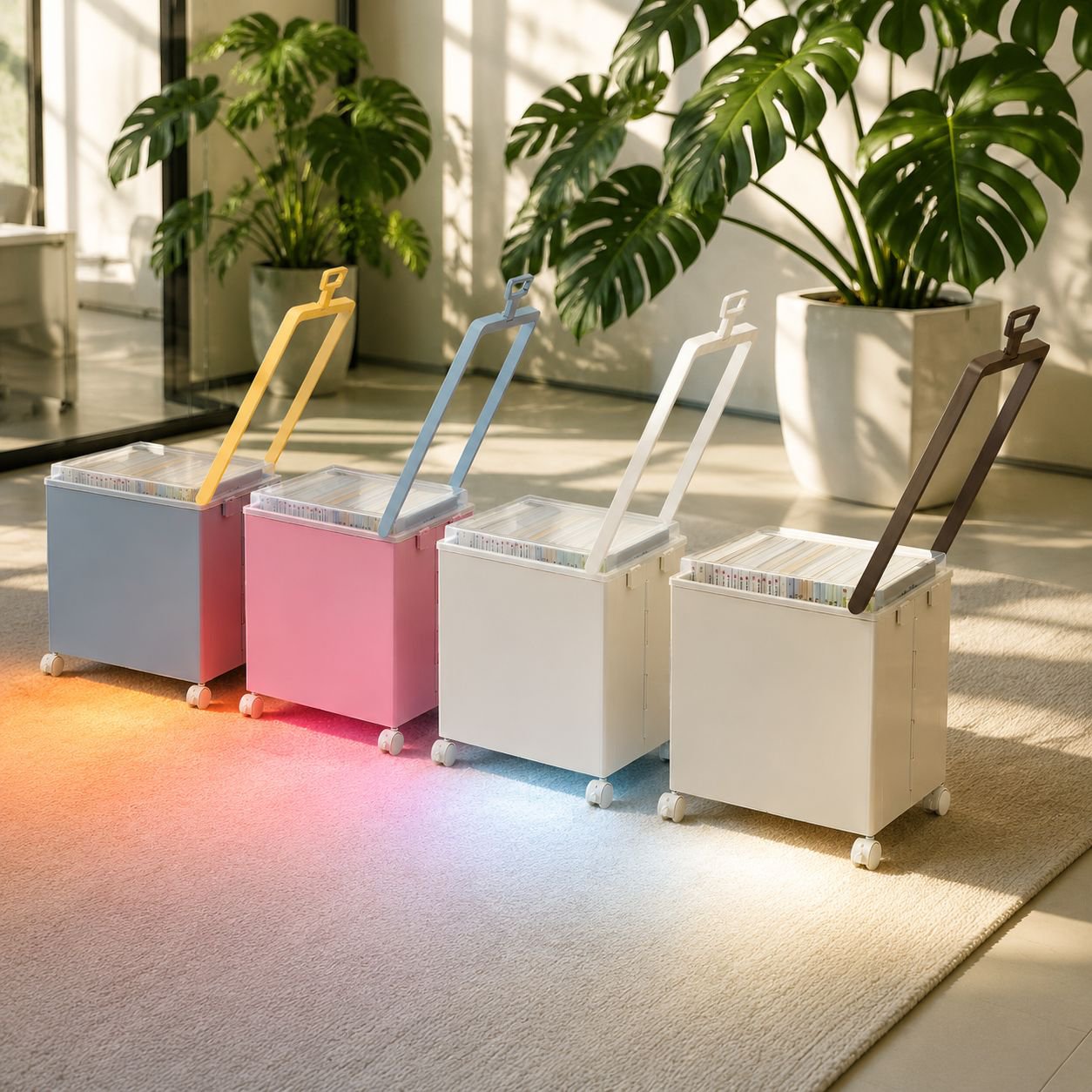Wheeled Foldable Under-Desk Storage Trolley for Books and Sundries
