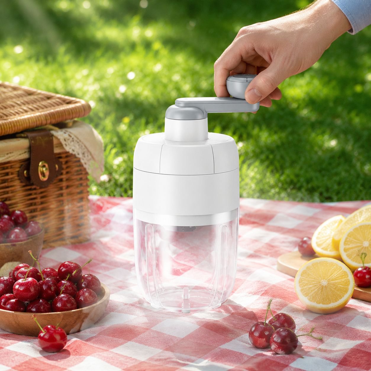 Compact design shaved ice maker for home