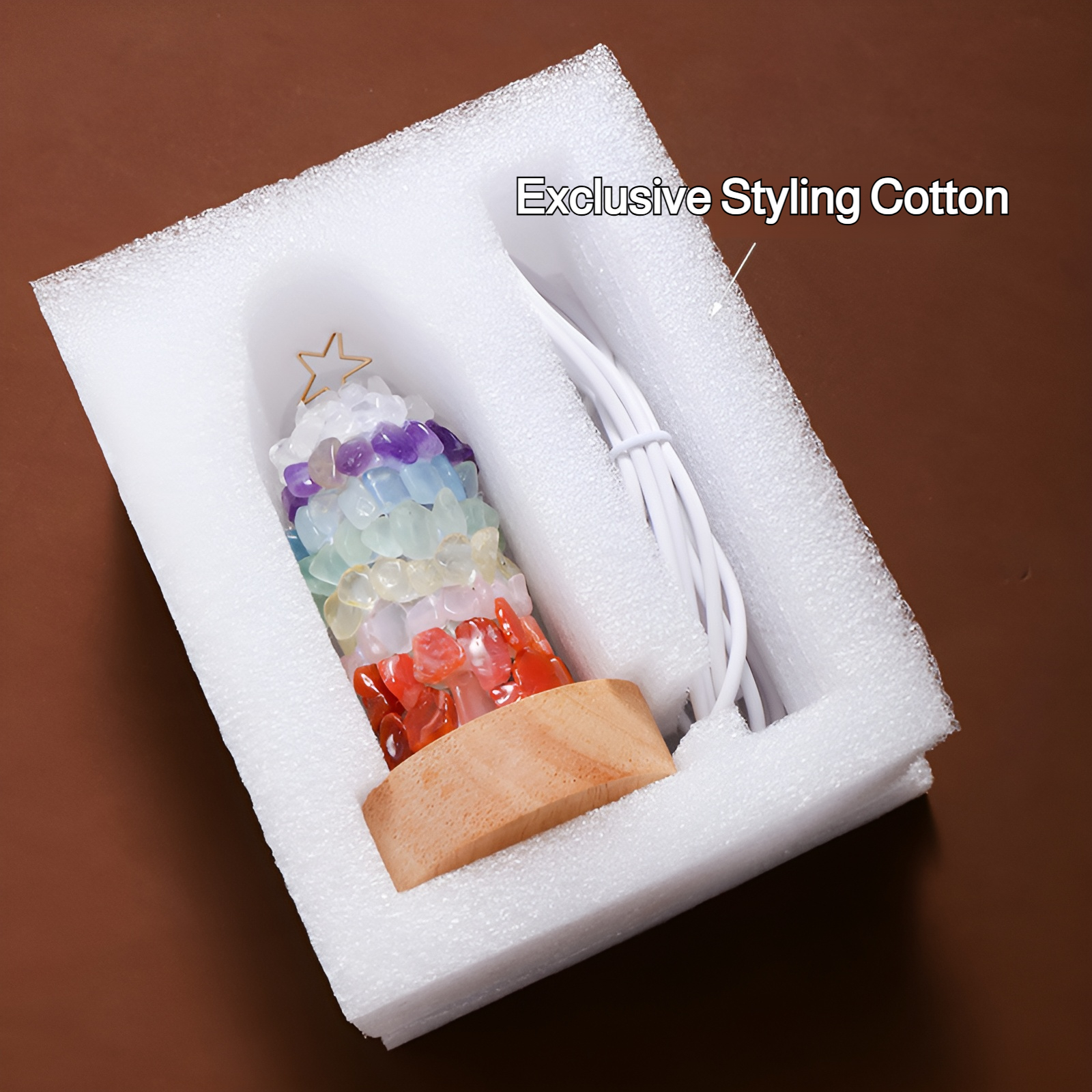 Colorful glowing crystal night lamp for Christmas ambiance