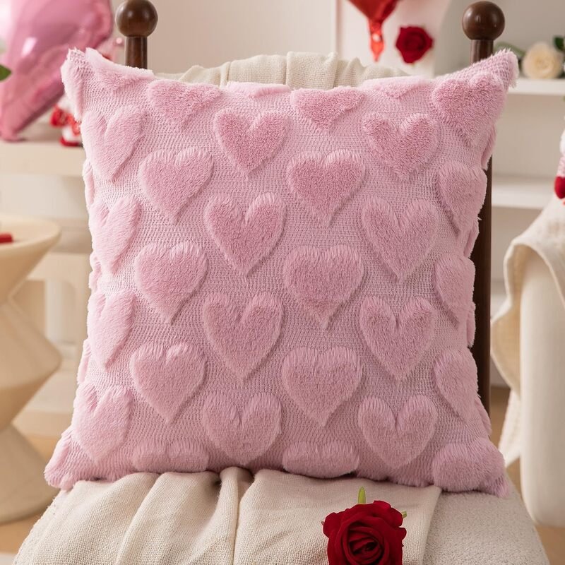 Vỏ gối nhung hình trái tim cho ngày Valentine thích hợp cho ghế sofa phòng khách