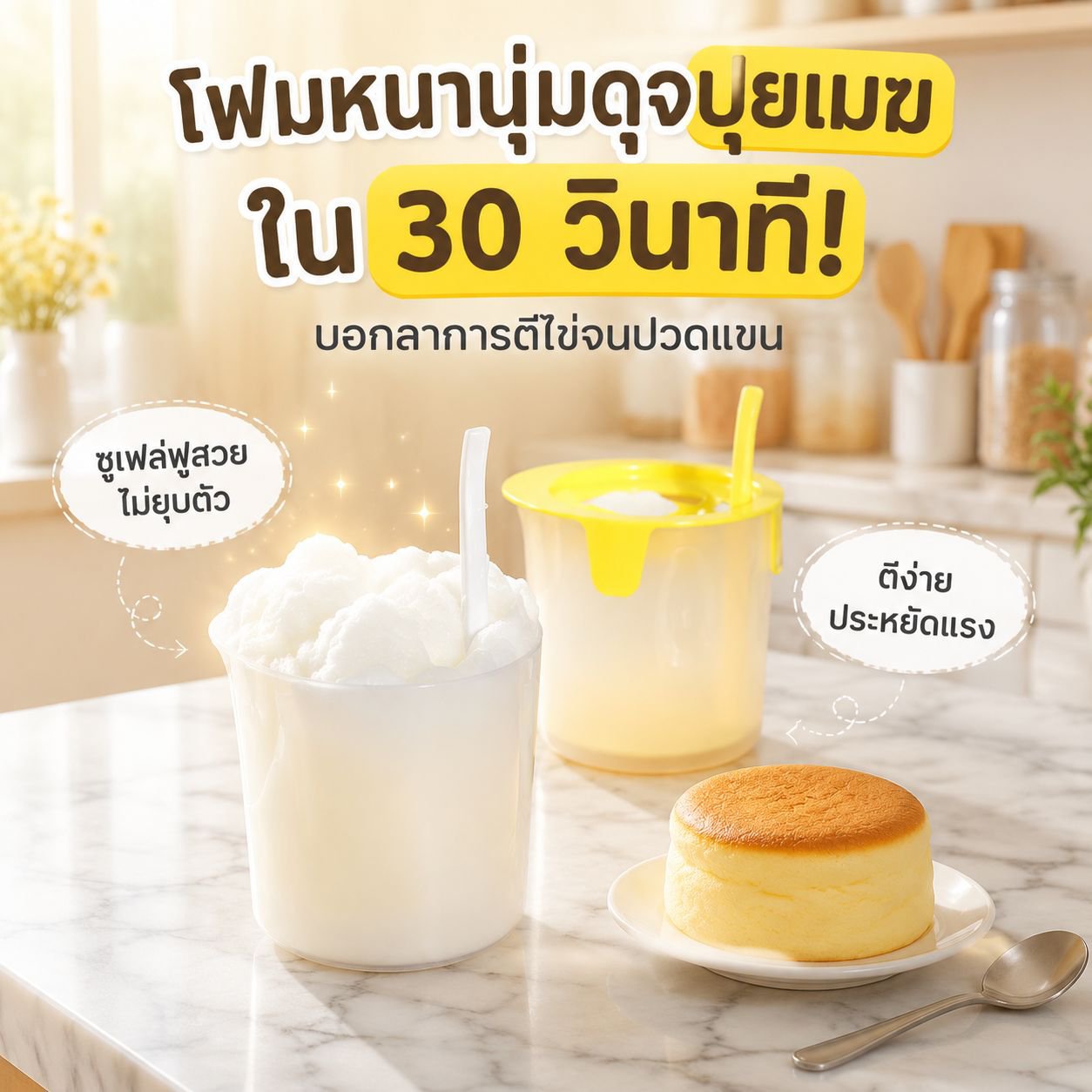 ที่แยกไข่ขาวและตีไข่แบบใช้มือ อเนกประสงค์สำหรับบ้าน