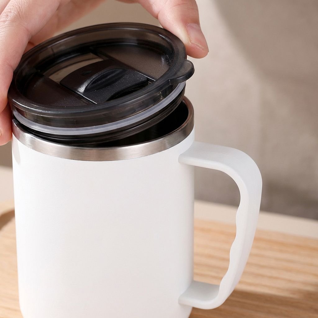 뚜껑이 있는 스테인리스 스틸 커피잔