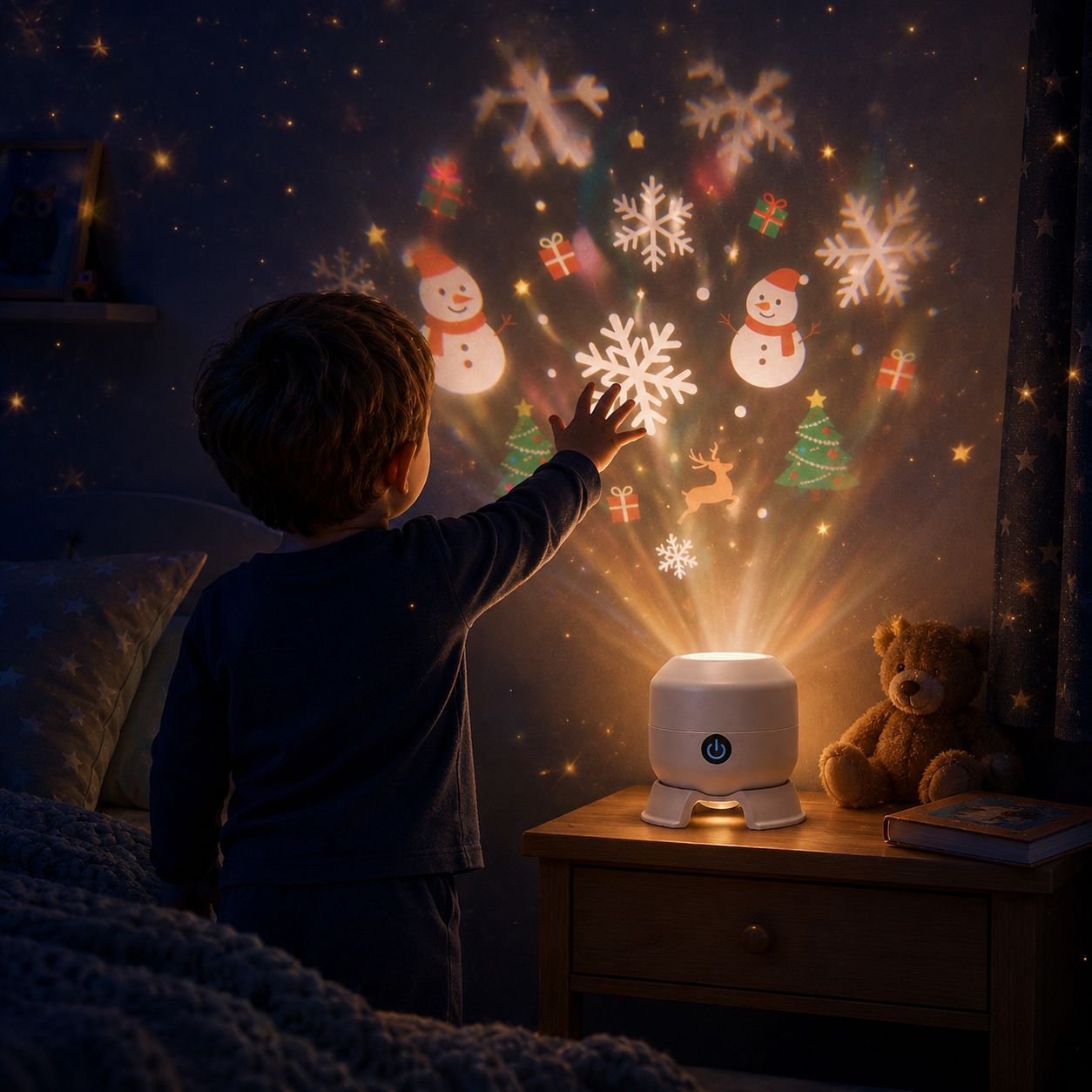 Cross-border LED rotating projector night light for Christmas, children's sleep aid, cartoon night l