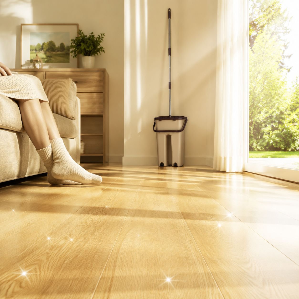 Handsfree Mop Set for Tile and Wood Floors