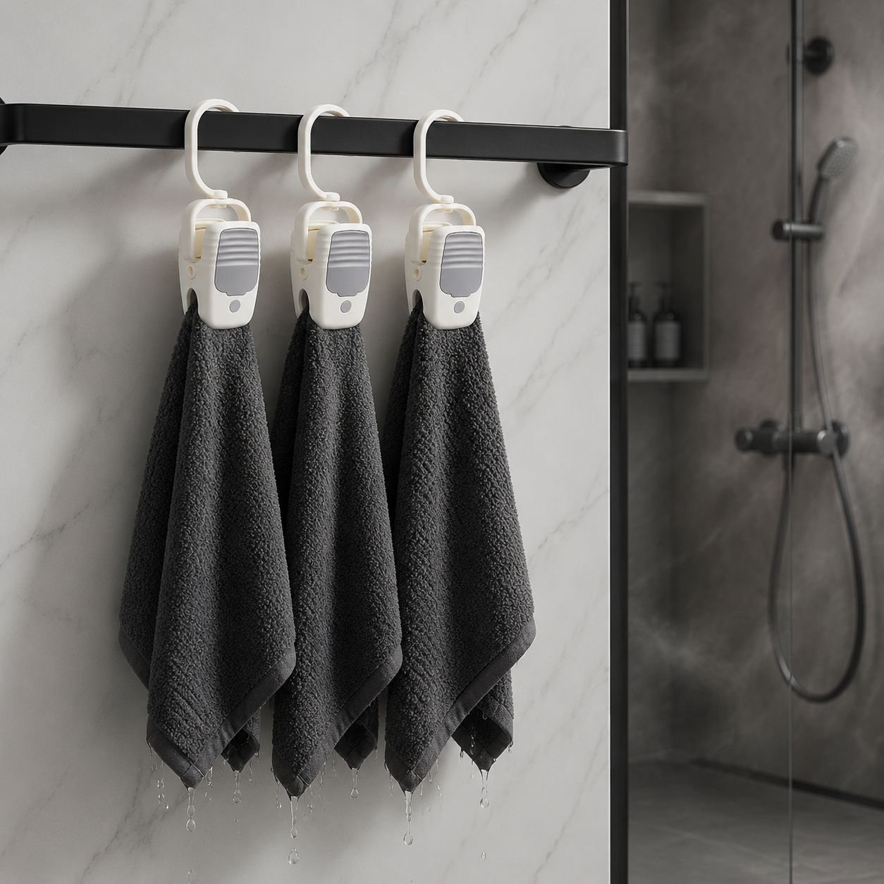 Durable clothespin with hook holding towel securely
