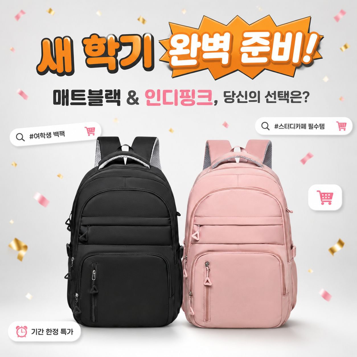 여학생용 멀티포켓 나일론 백팩 캐주얼 여행 대용량 책가방