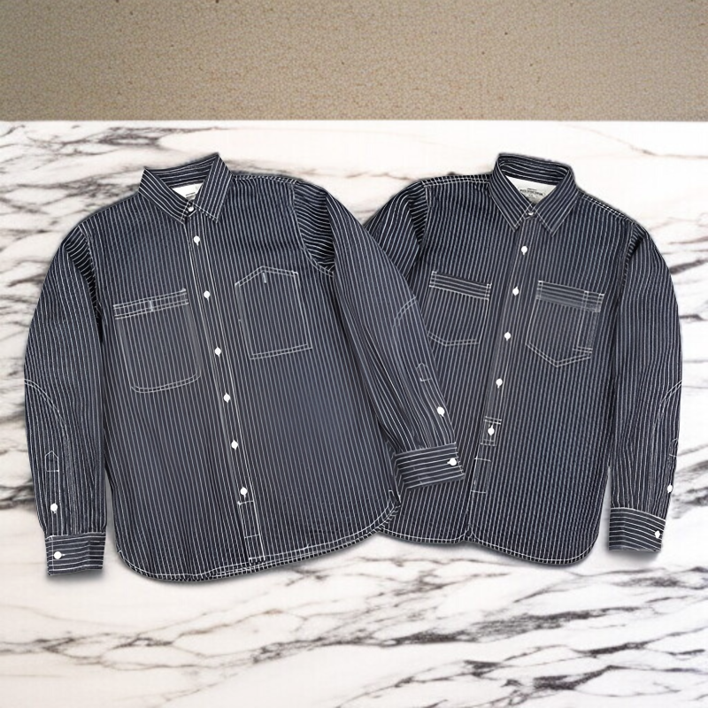 ヴィンテージ風ワークウェア長袖シャツのディテール