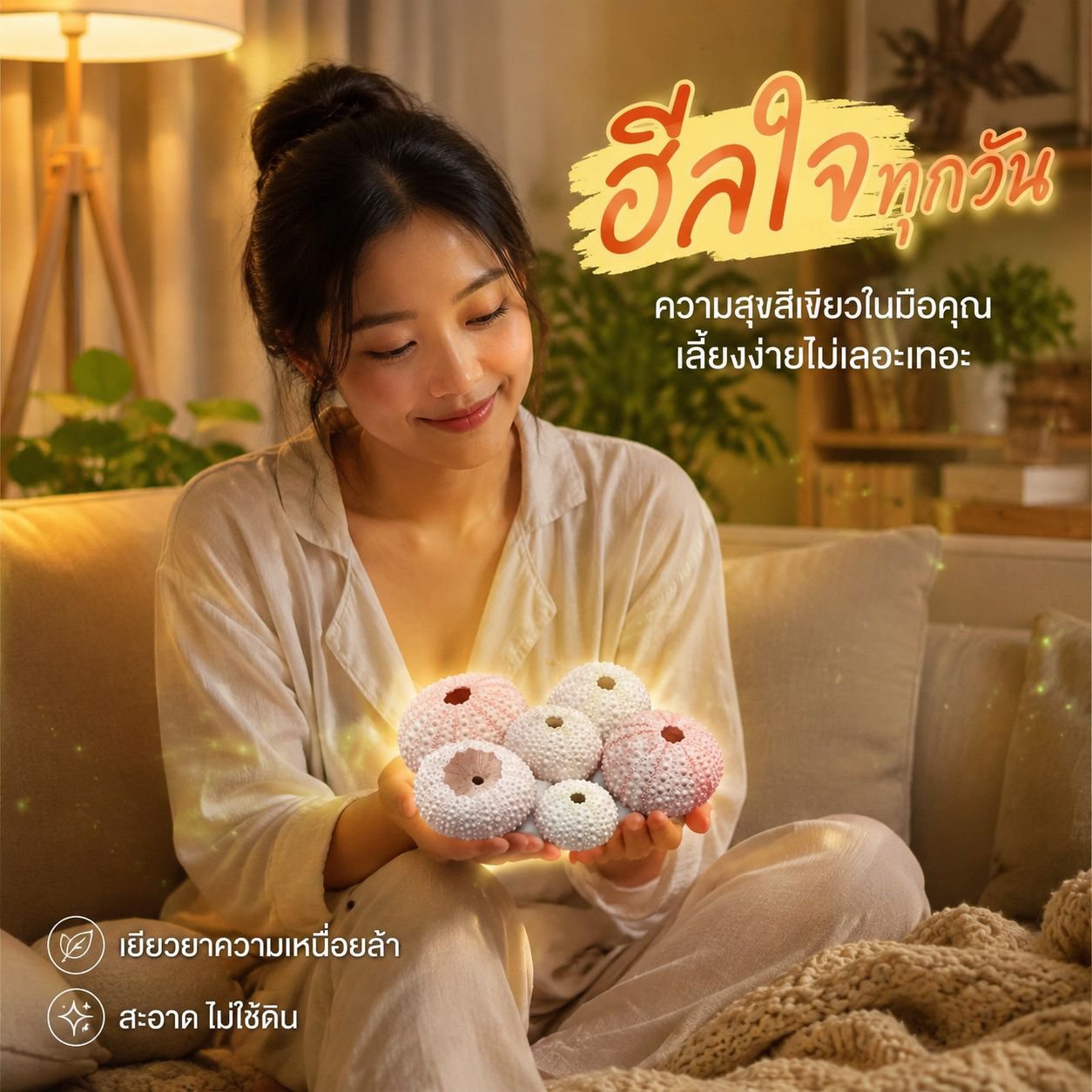ชุดเปลือกเม่นทะเลกับแอร์แพลนท์ สำหรับตกแต่งบ้าน
