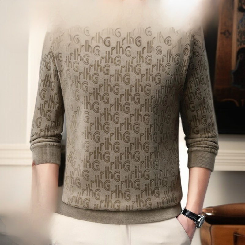 캐주얼 남성 자카드 후드 긴팔 상의 정면 이미지