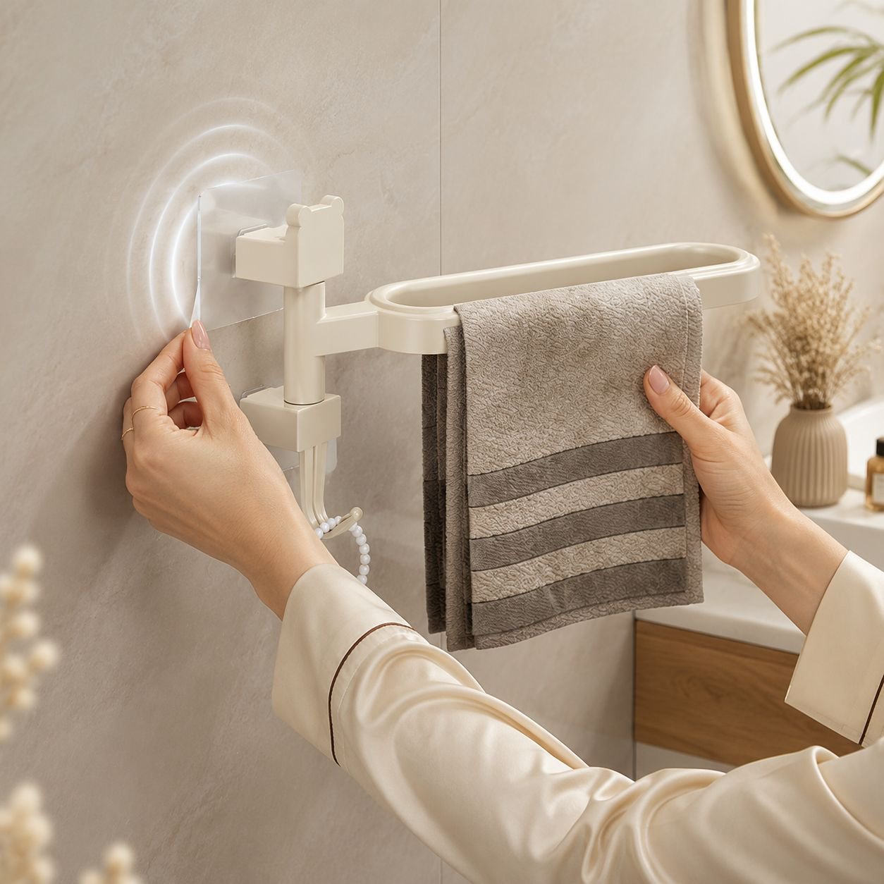 Waterproof NoPunch Rotating Towel Rack Bathroom Shelf Bath Towel Rack Bathroom Bathroom Accessories