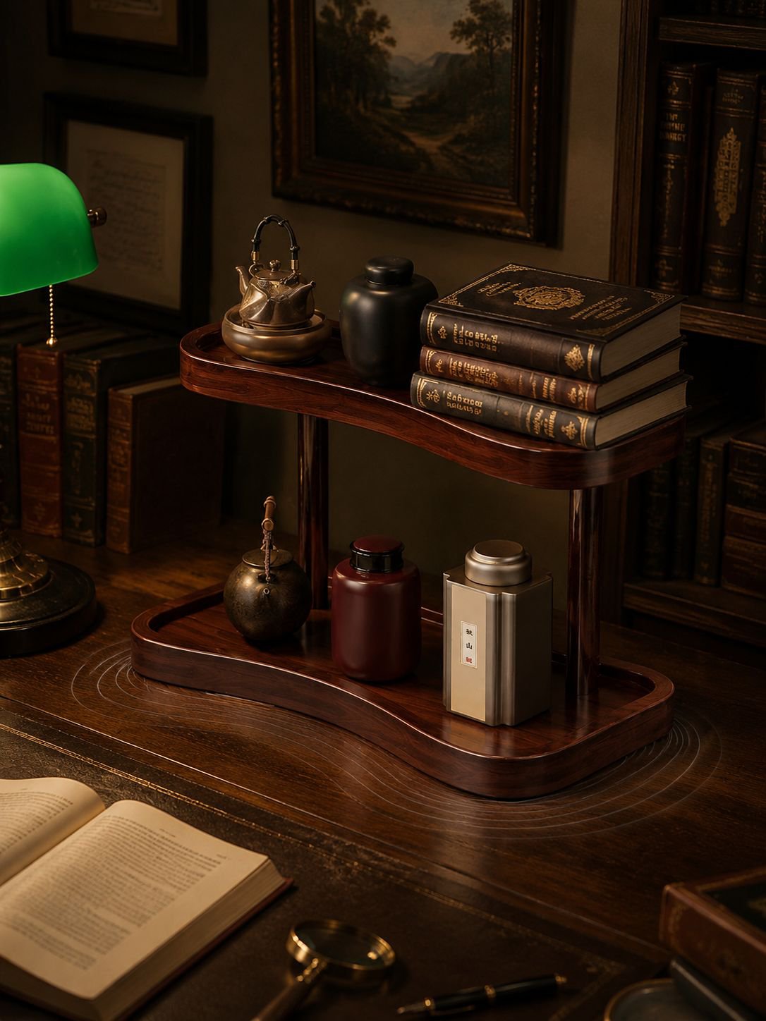 Space-saving desktop organizer for cosmetics and perfume
