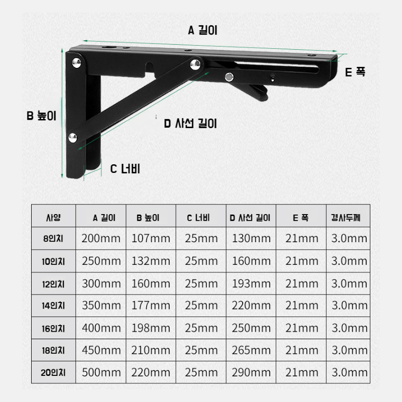 스테인리스 가동 삼각 지지대 벽면 하중 지지대