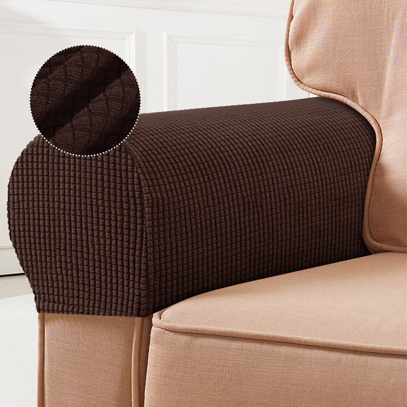 Plaid Fabric Sofa Armrest Protector Stretch Cover for All Seasons