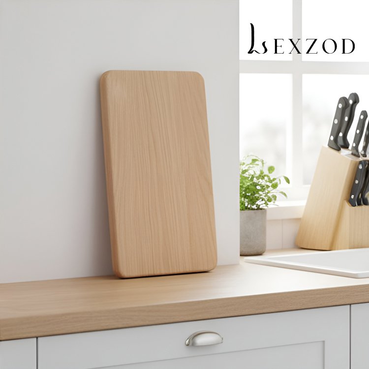 주방에서 사용 중인 견고한 나무 도마