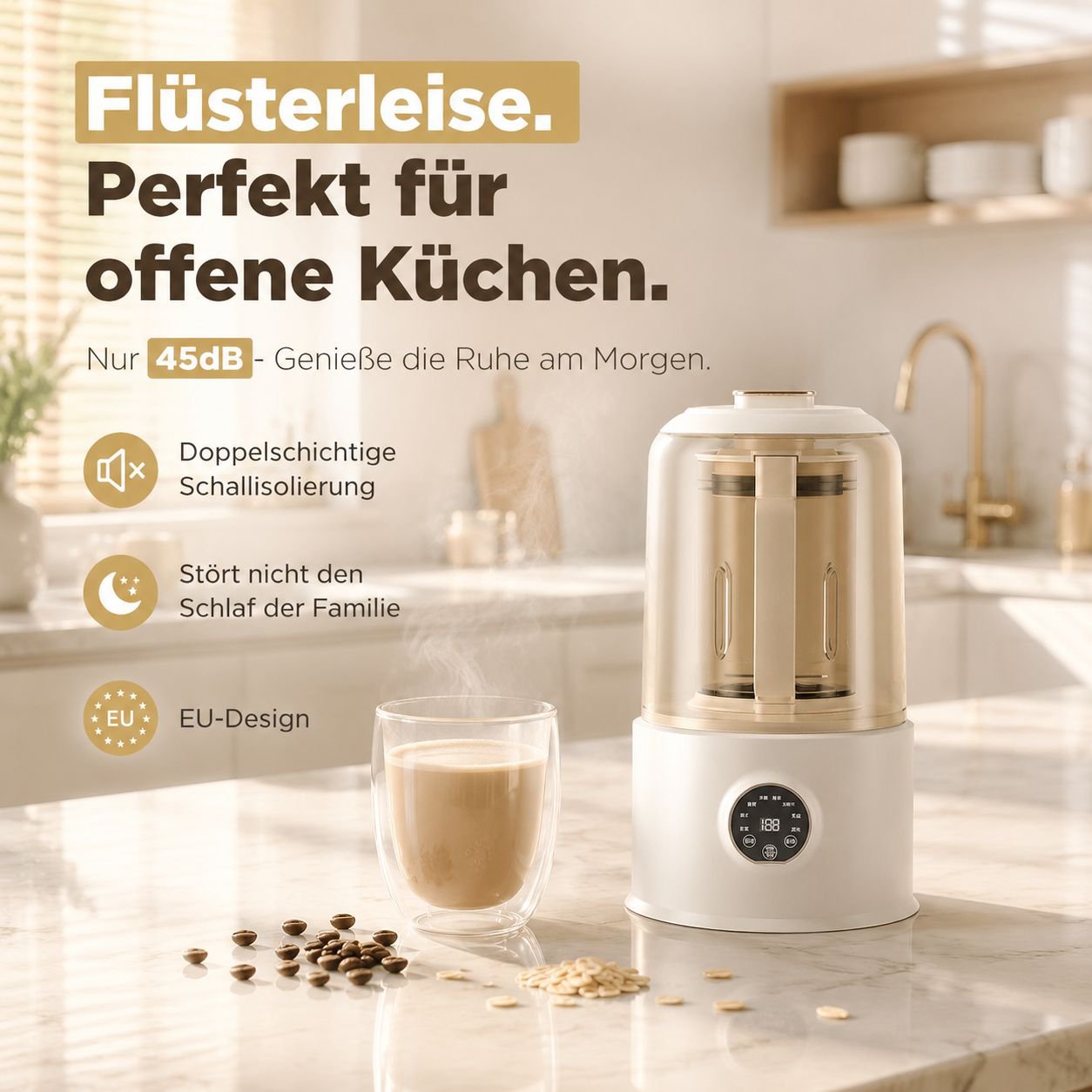 Kompakte Haushaltsmaschine für Sojamilch/Reisbrei/Saft, Vakuum-Hochleistungsmixer