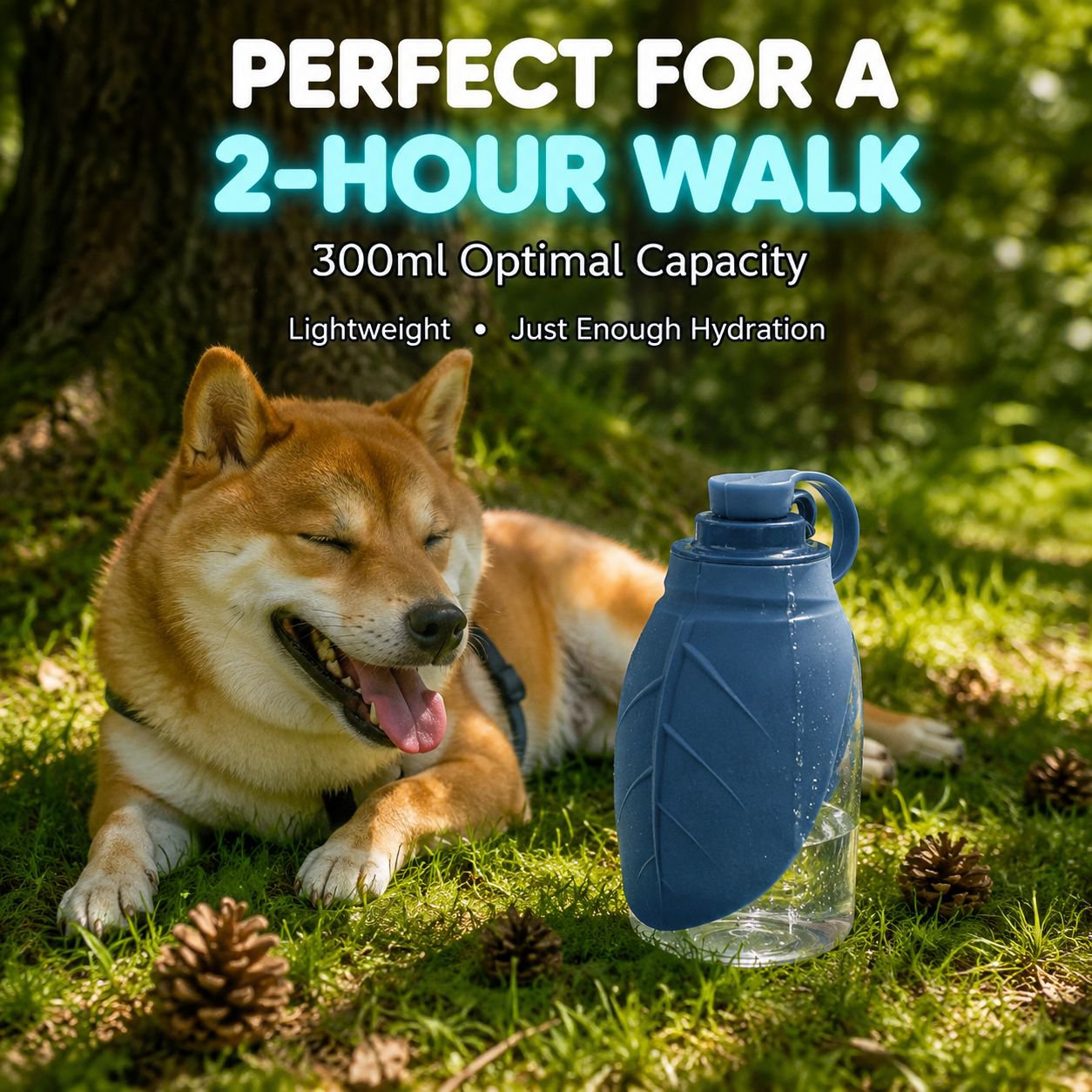 Outdoor Portable Pet Water Bottle with Foldable Bowl for Dogs and Cats