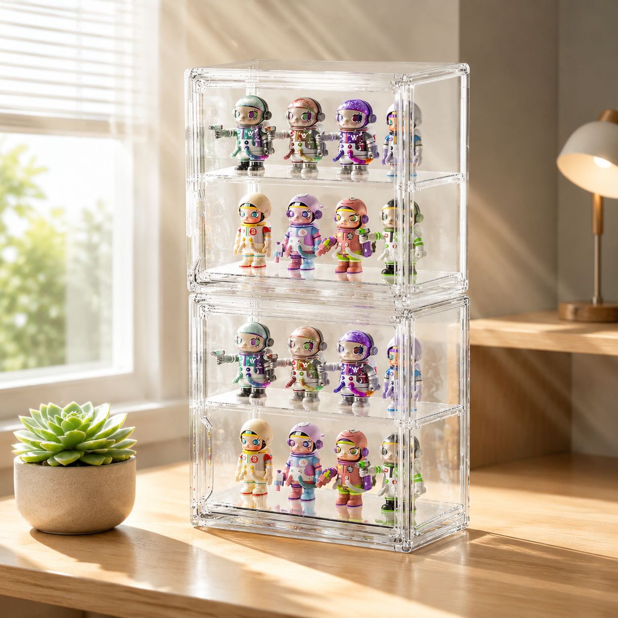 Acrylic Figure Display Collection Box with 2 Middle Plates