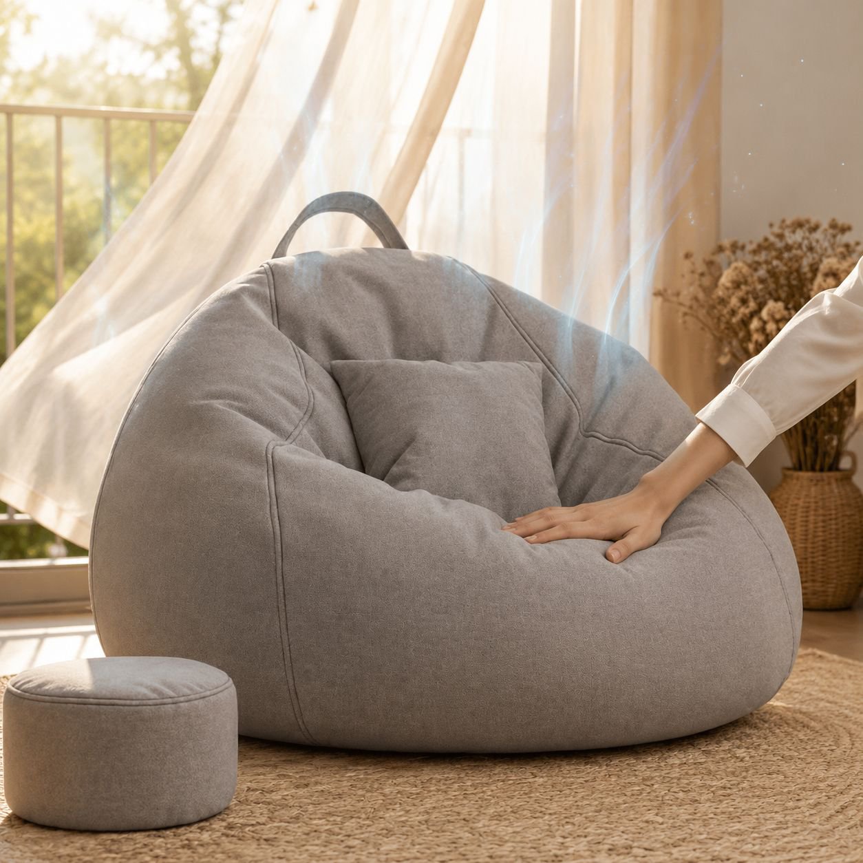 Multifunctional Lazy Sofa Chair, Small Sleeping Recliner for Balcony Bedroom Tatami
