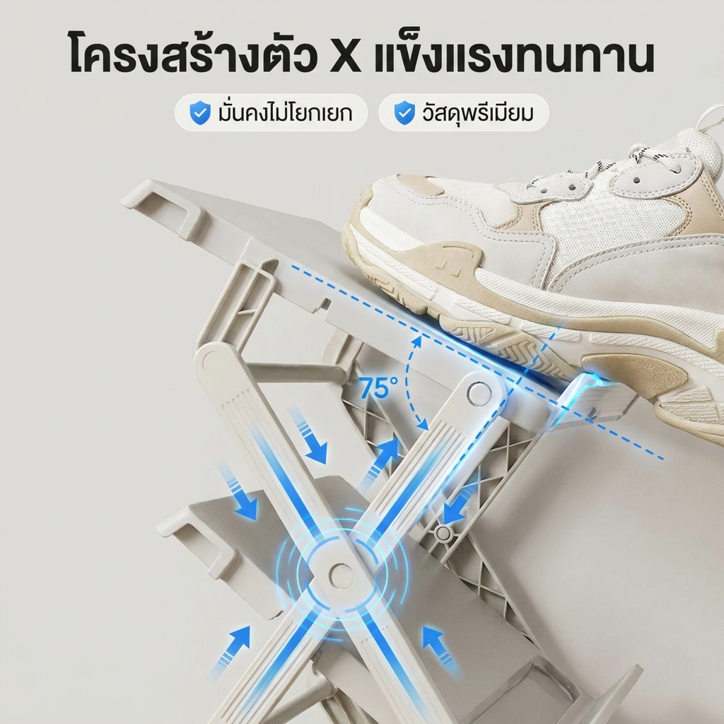 ชั้นวางรองเท้าหลายชั้นแบบพับได้ ประหยัดพื้นที่สำหรับบ้าน