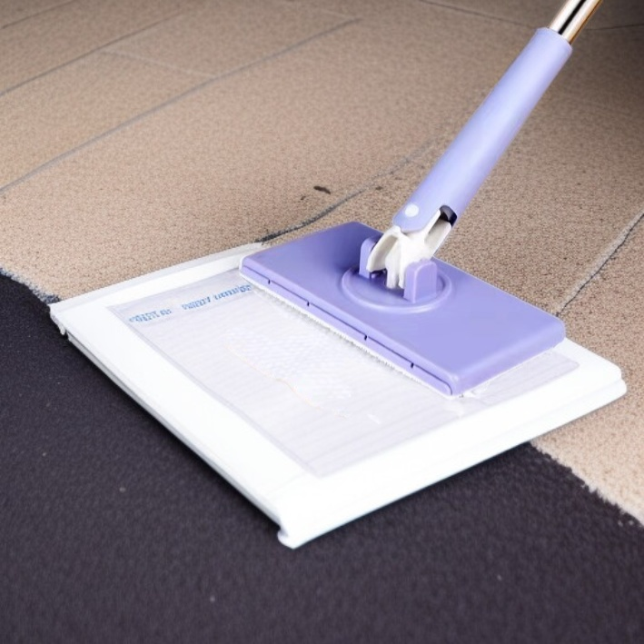 小型モップで狭いスペースを掃除する様子