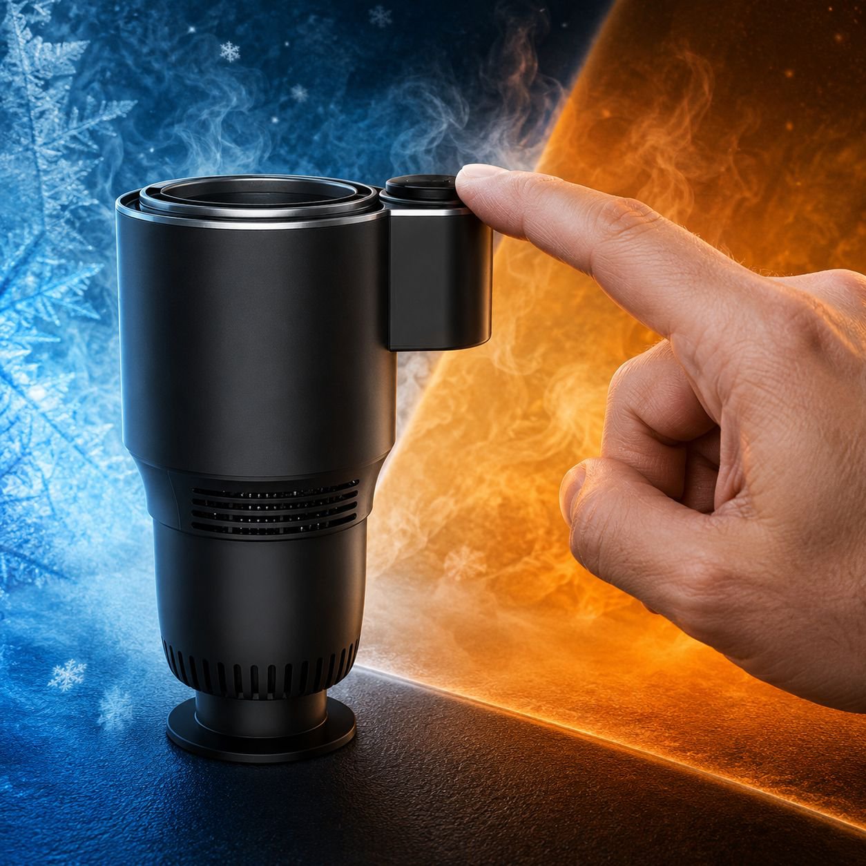 Portable Car Hot & Cold Cup in use inside a vehicle