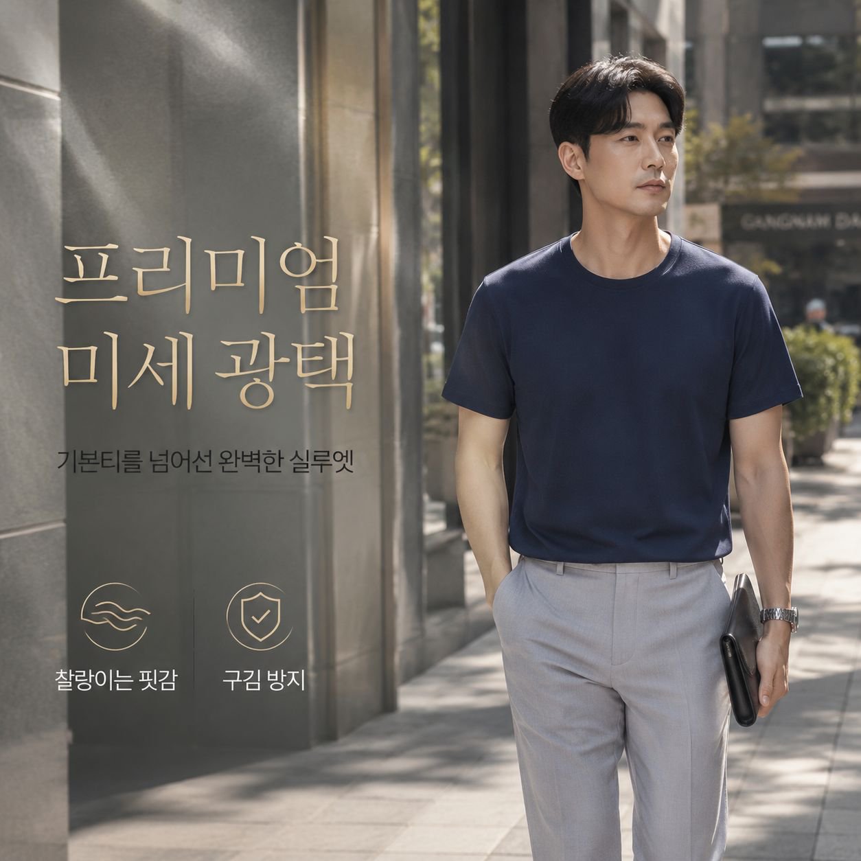남성 아이스 실크 쿨링 반팔티 커플용 베이직 반팔티