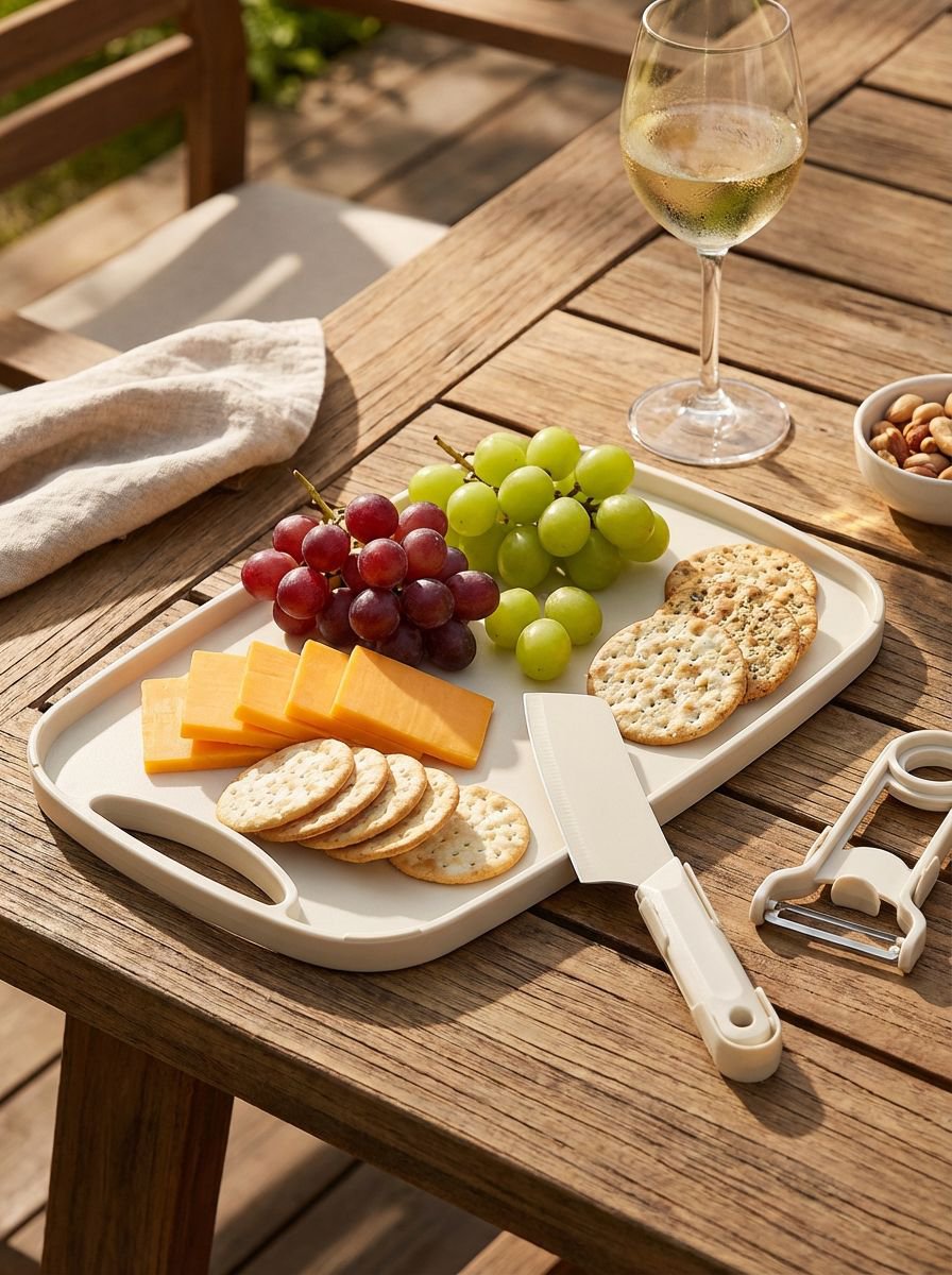 Vielseitiges Küchenzubehör: Schneidebrett und Messeraufbewahrung