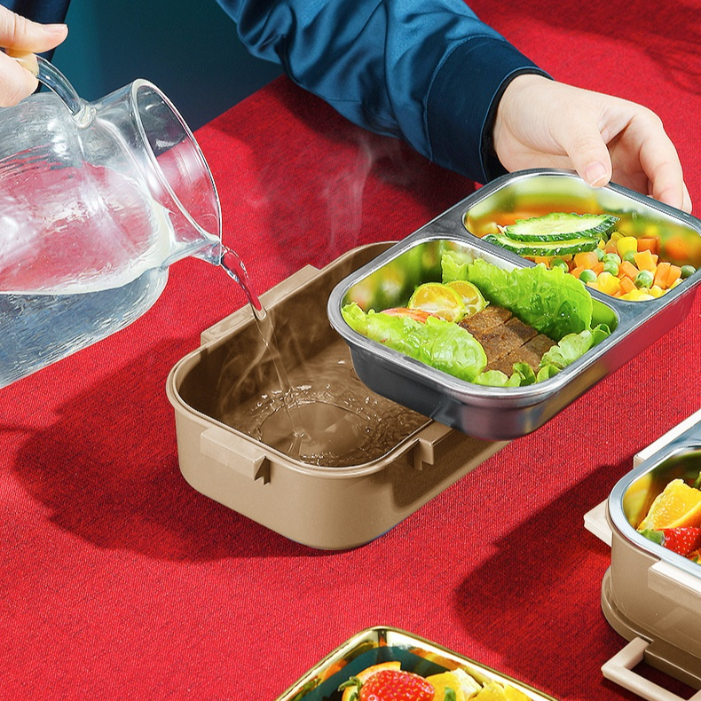 Stainless steel three-layer lunch box