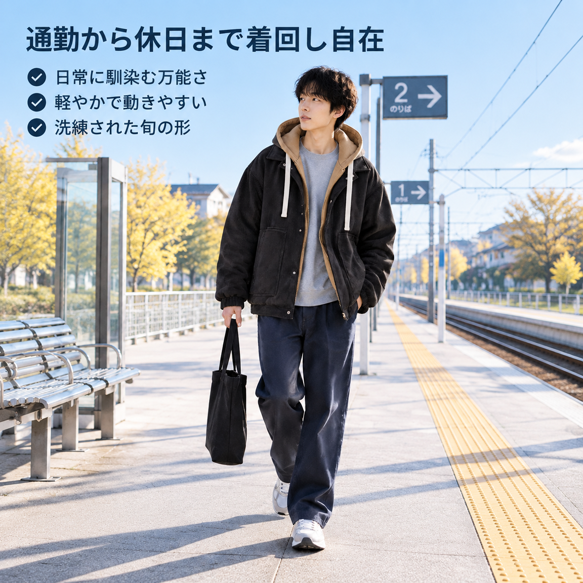 和風のおしゃれなカップル用コーデュロイフード付きジャケット、秋冬用、フリース裏地付きで厚手、メンズのフェイクツーピーススウェットシャツ、香港スタイルのジャケット。