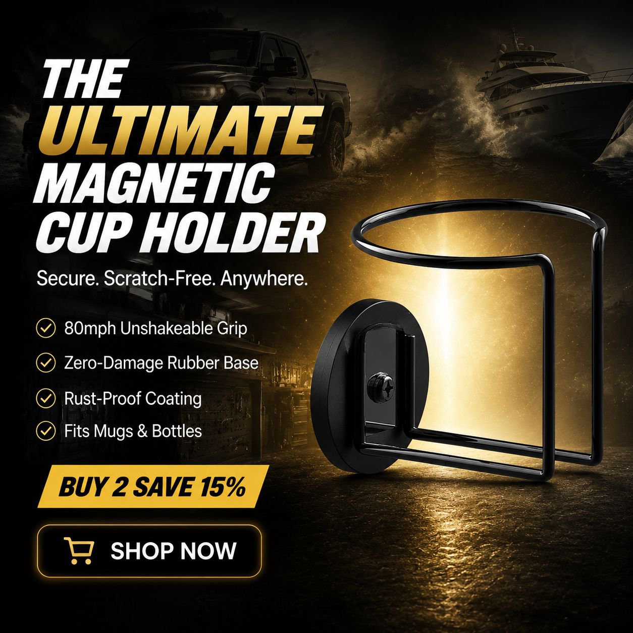 Magnetic Cup Holder Car Drink Rack, Suitable for Home and Marine Use