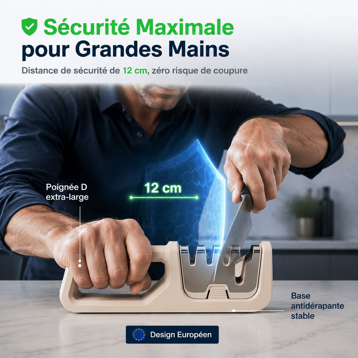 Affûteur de couteaux multifonction 4-en-1 pour cuisine, affûtage rapide pour couteaux de chef