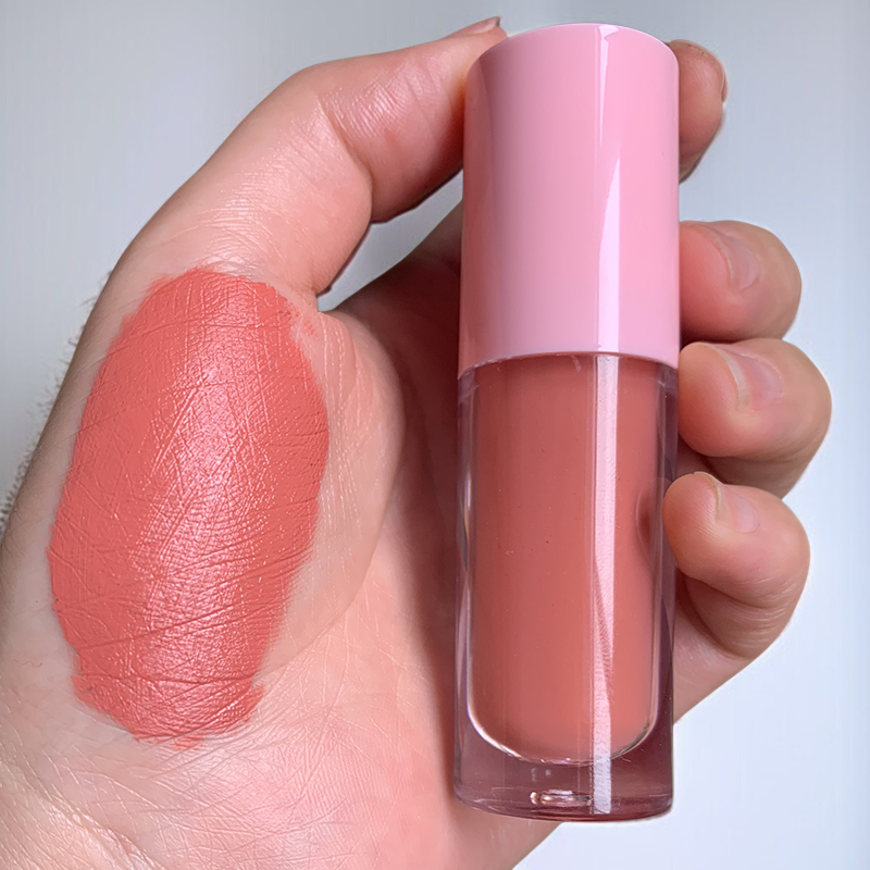Close-up of matte finish on lips with waterproof lipstick