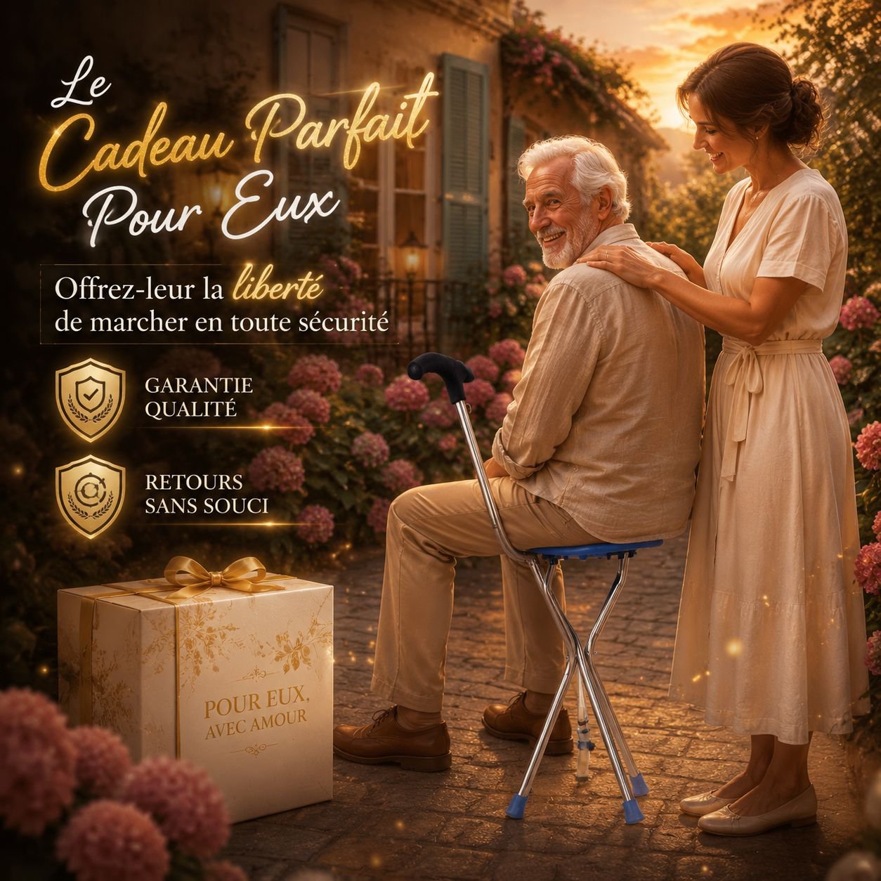 Tabouret Canne Pliable Triangulaire Renforcé