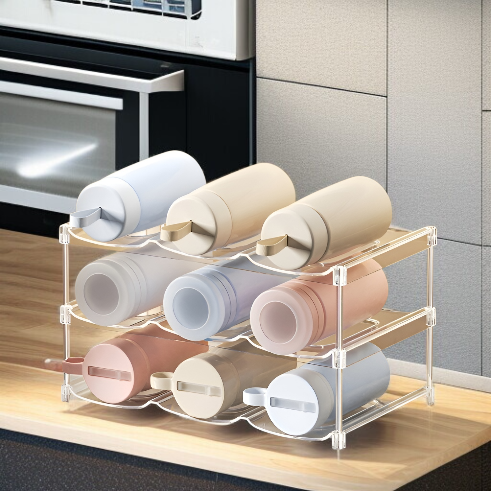 魔法瓶カップラック透明家庭用ウォーターカップ収納ラックリビングルームデスクトップ多層スタッキングカップ収納ラック