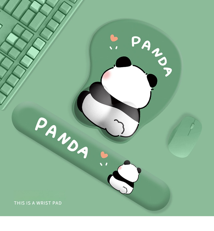 Cute panda-shaped mouse pad with silicone wrist rest