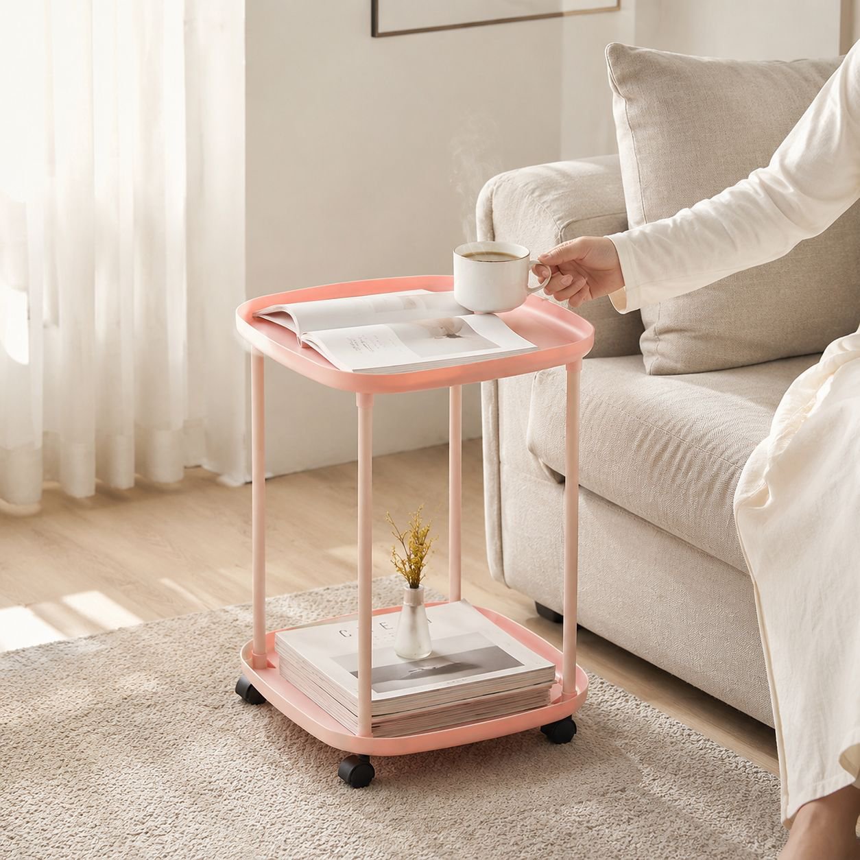 Compact Movable Tea Table Bedside Table Sofa Side Table