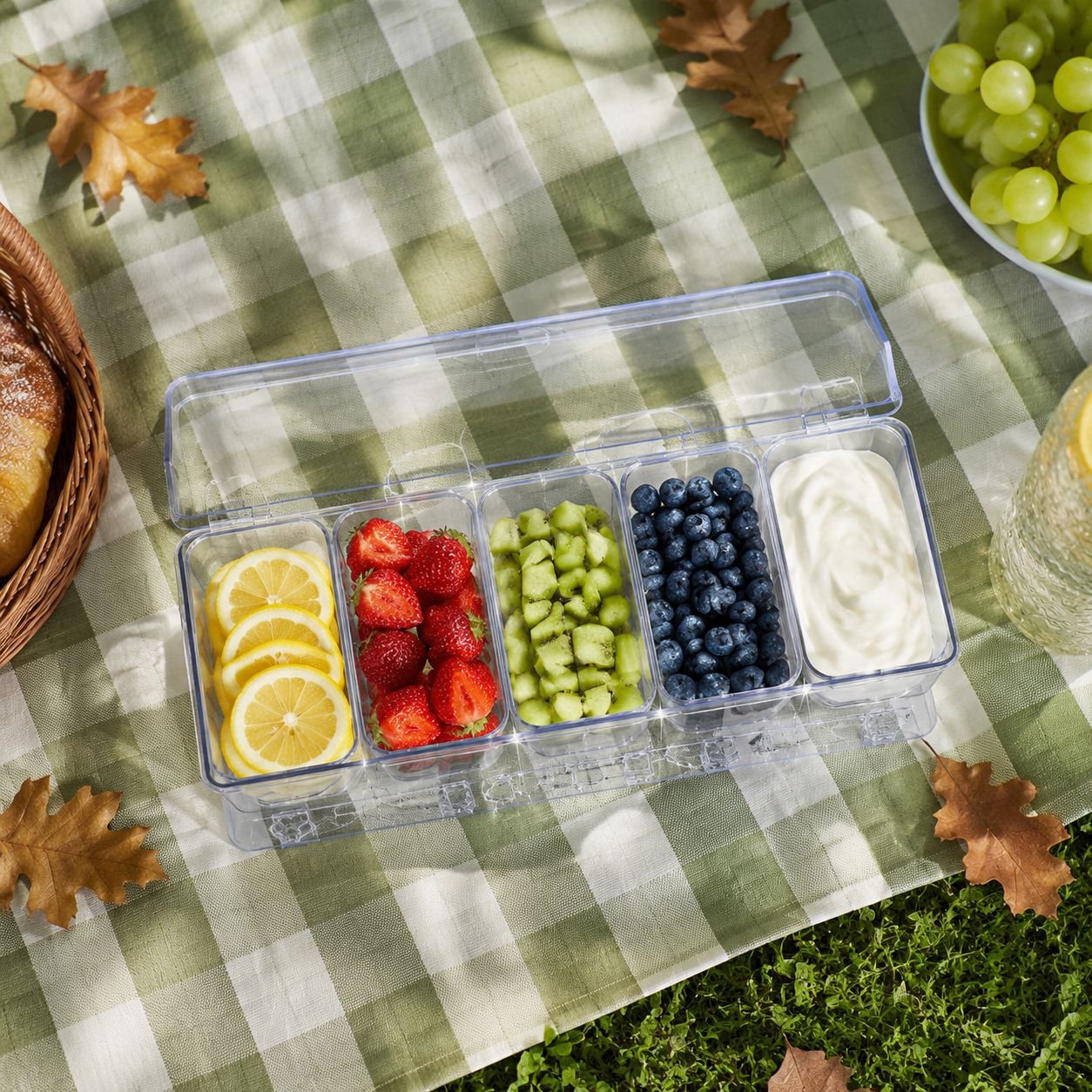 Salatbehälter mit Trennwand für frische Lebensmittel