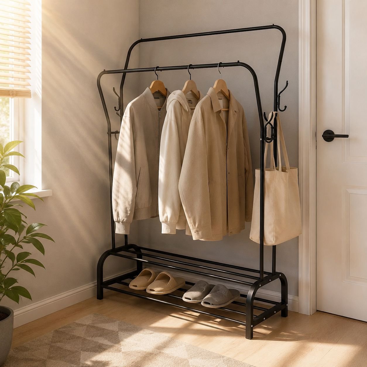 Adjustable Double Pole Floor Drying Rack