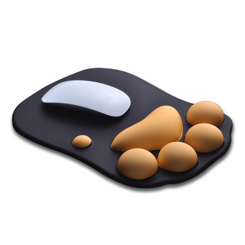 Cute and personalized silicone wrist rest mouse pad with cat paw design for computer laptops.