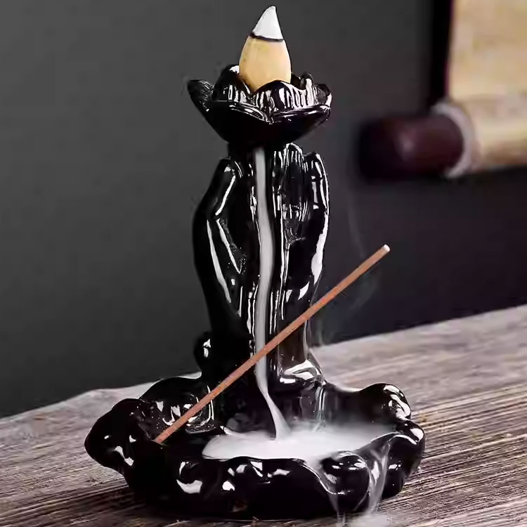 Quemador de incienso de cerámica con reflujo