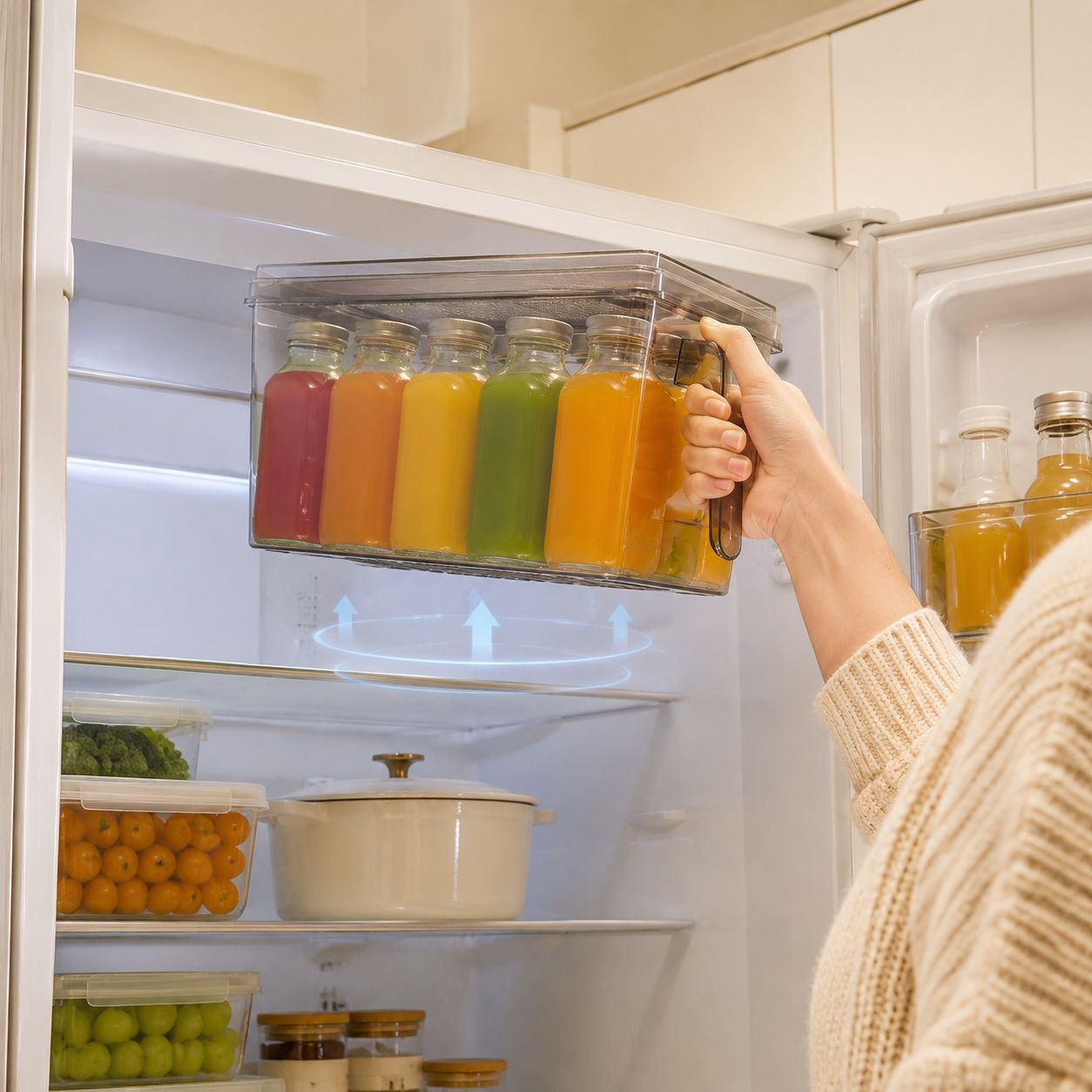 Multi-functional Refrigerator Storage Box with Handle