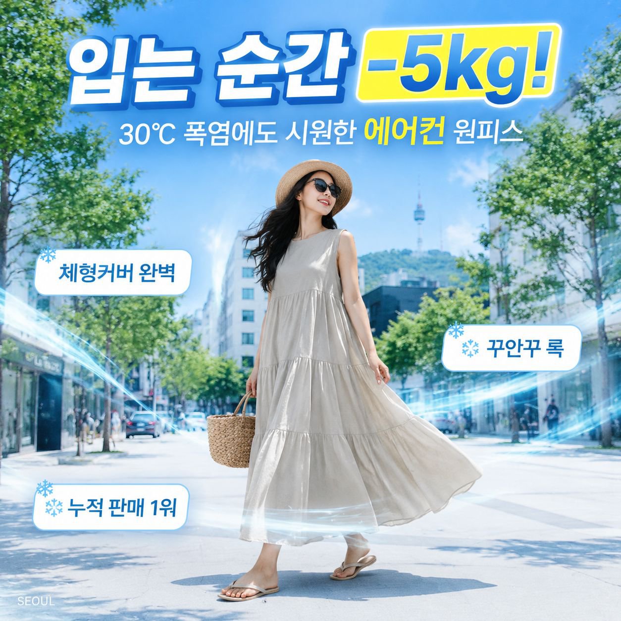  라운드넥 루즈핏 민소매 롱 드레스