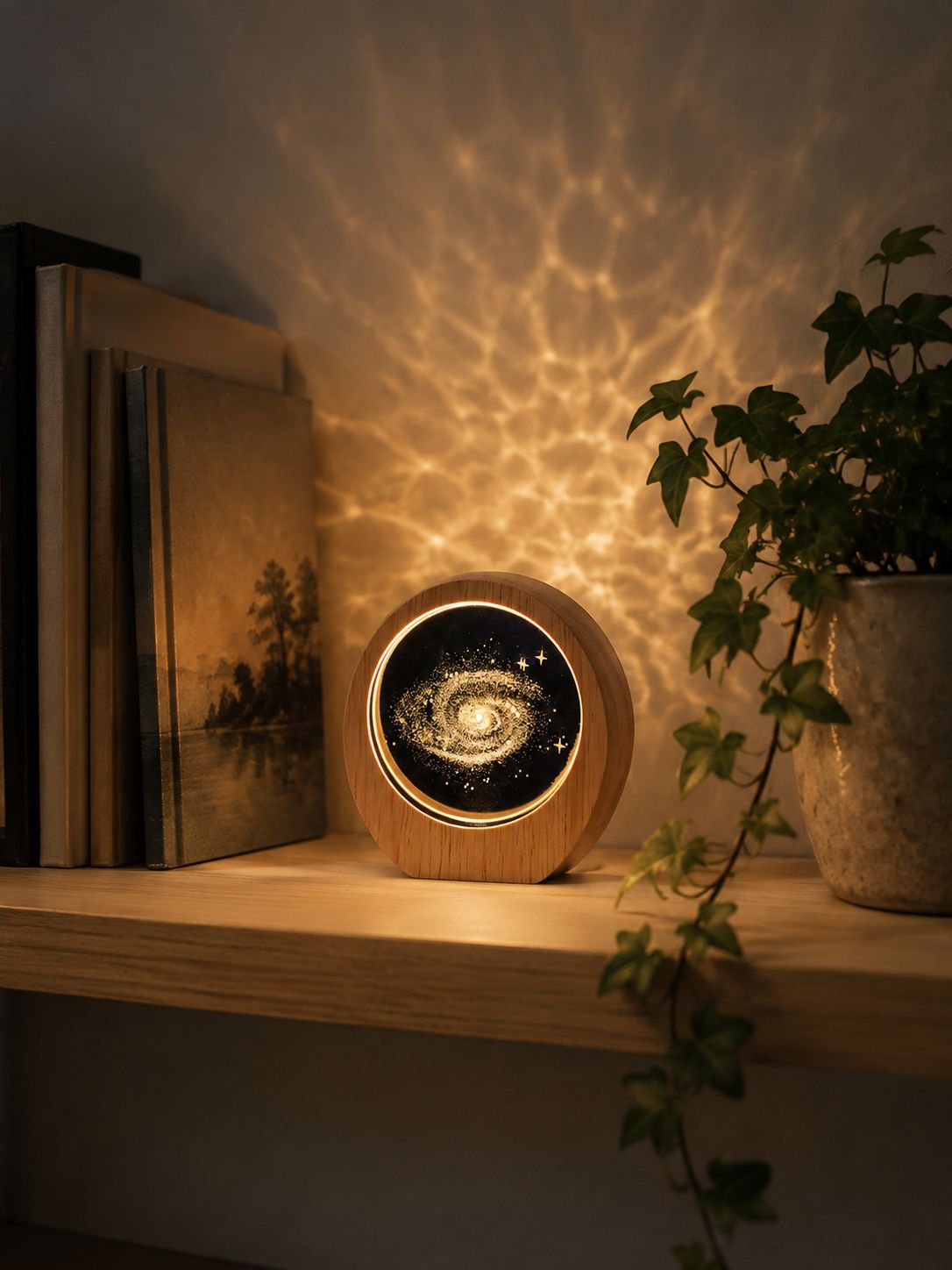 Birthday Gift Planet Night Light Carved Crystal Desktop