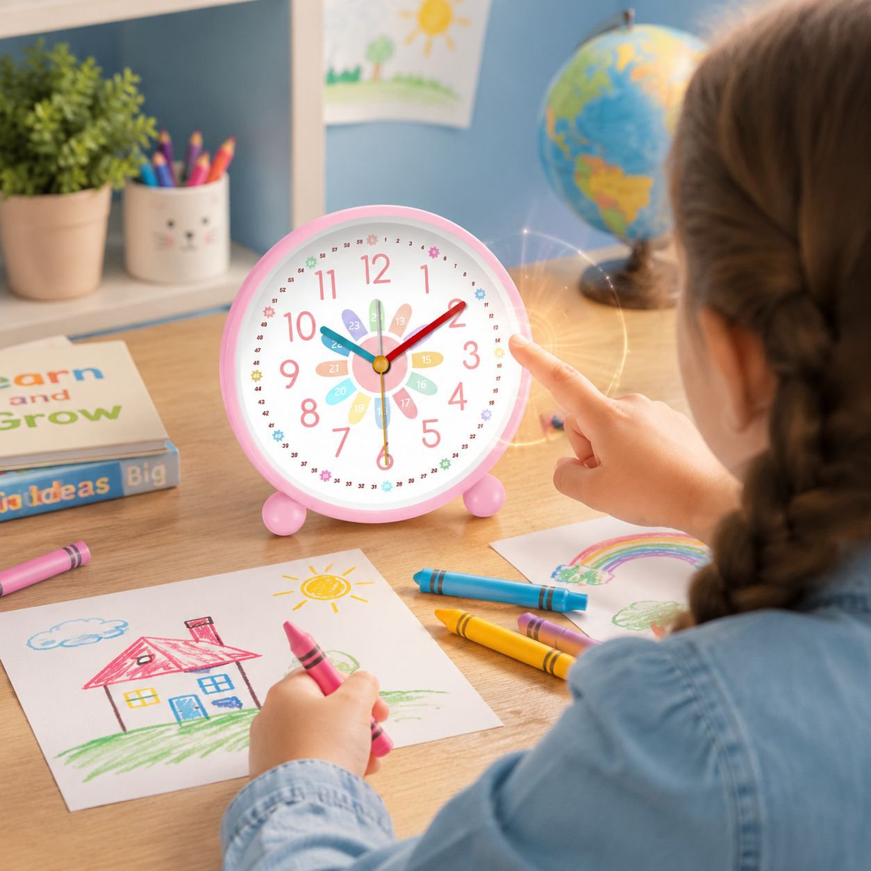 Mini alarm clock for children, early education, cute design, simple cartoon style, perfect for livin