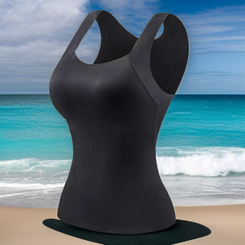 여성용 겨울 구름 누드 보온 조끼 착용 이미지