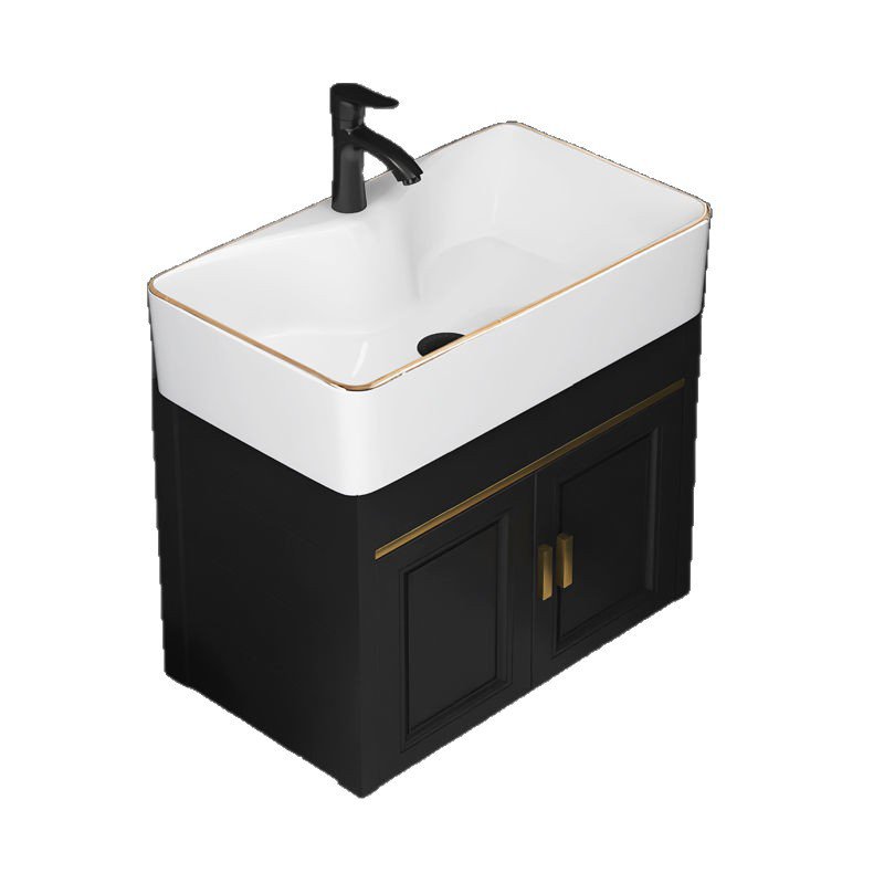 Compact Bathroom Vanity with Space Aluminum Cabinet and Ceramic Sink